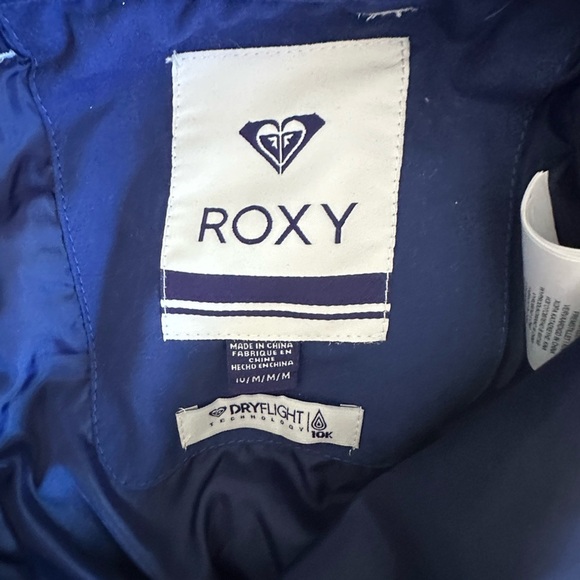 Roxy Kids' medium/10 navy white butterfly  snow pants with Red Accents - Picture 4 of 9